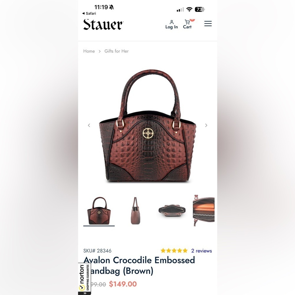 Stauer Avalon crocodile embossed purse
